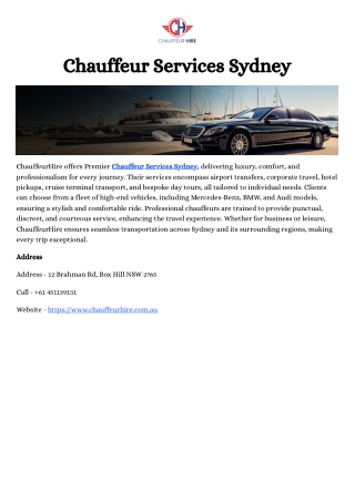 Chauffeur Services Sydney