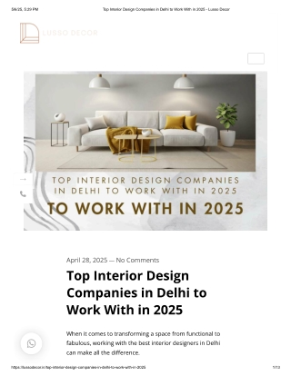 Top Interior Design Companies in Delhi to Work With