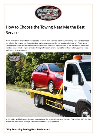 How to Choose the Towing Near Me the Best Service