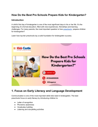 How Do the Best Pre Schools Prepare Kids for Kindergarten_