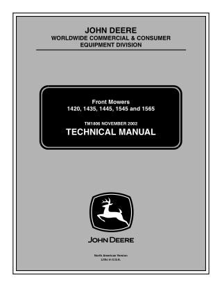 John Deere 1565 Front Mower Service Repair Manual Instant Download (TM1806)
