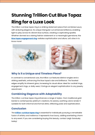 Stunning Trillion Cut Blue Topaz Ring for a Luxe Look