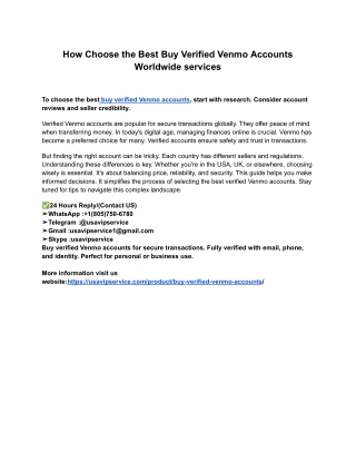 How Choose the Best Buy Verified Venmo Accounts Worldwide services