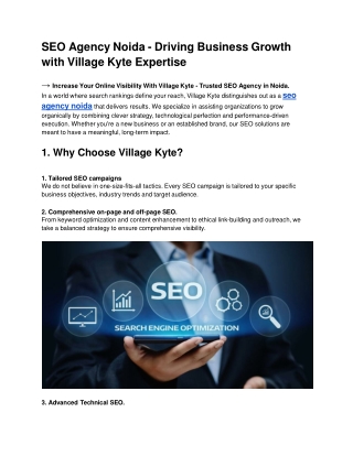 SEO Agency Noida - Driving Business Growth with Village Kyte Expertise
