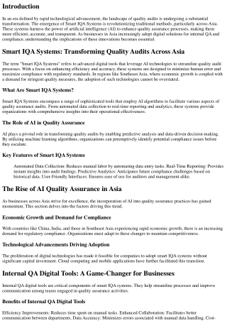 Smart IQA Systems: Transforming Quality Audits Across Asia
