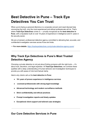 Best Detective in Pune – Track Eye Detectives