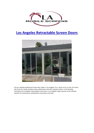 Los Angeles Retractable Screen Doors