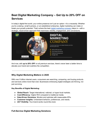 Best Digital Marketing Company – Get Up to 20% OFF on Services