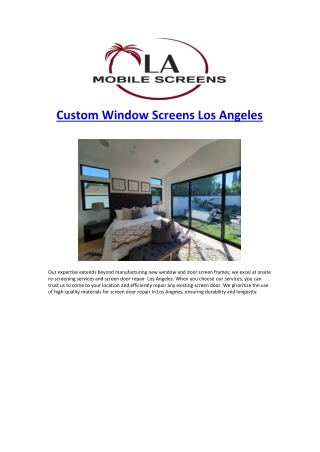 Custom Window Screens Los Angeles