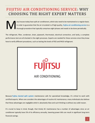 Fujitsu Air Conditioning Service - Why Choosing the Right Expert Matters