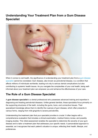 Understanding Your Treatment Plan from a Gum Disease Specialist