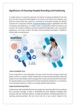Significance of Choosing Hospital Branding and Positioning