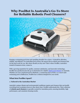 Discover Why Australians Choose PoolBot for Reliable Robotic Pool Cleaners