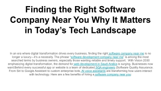 Finding the Right Software Company Near You Why It Matters in Today’s Tech Landscape