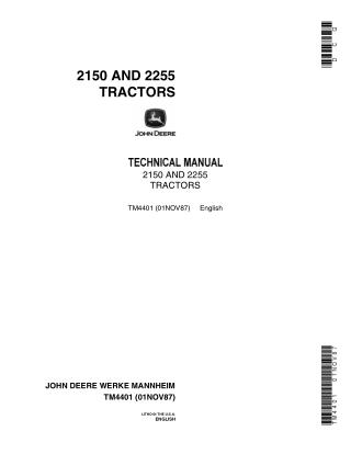 John Deere 2150 Tractor Service Repair Manual Instant Download (tm4401)