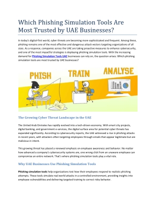 Which Phishing Simulation Tools Are Most Trusted by UAE Businesses
