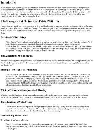 Selling Land: The Role of Technology