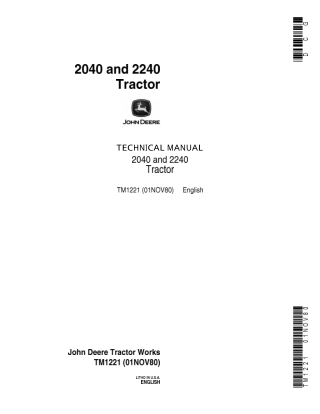 John Deere 2240 Tractor Service Repair Manual Instant Download (tm1221)