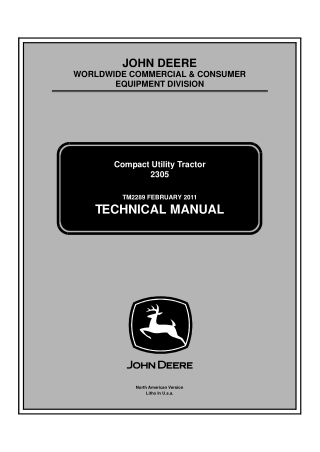 John Deere 2305 Compact Utility Tractor Service Repair Manual Instant Download (tm2289)