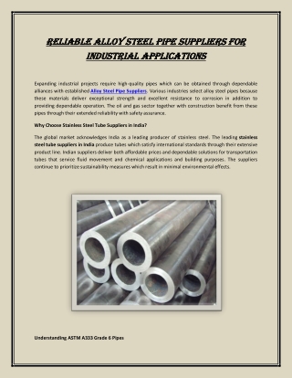 Reliable Alloy Steel Pipe Suppliers for Industrial Applications