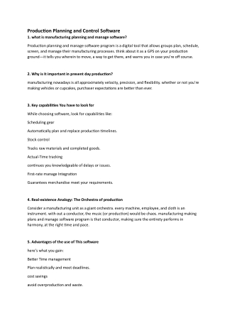 Production Planning and Control Software