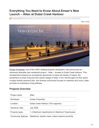 Everything You Need to Know About Emaars New Launch  Altan at Dubai Creek Harbour