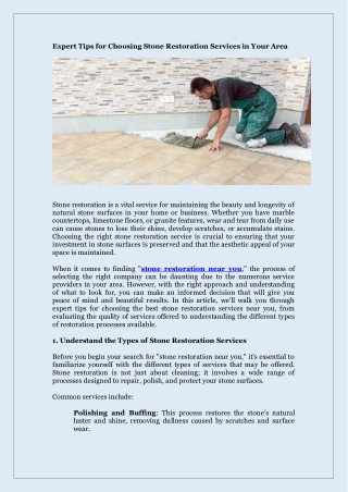 Expert Tips for Choosing Stone Restoration Services in Your Area
