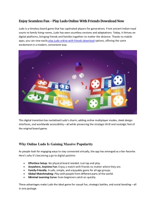 Play online ludo with friends