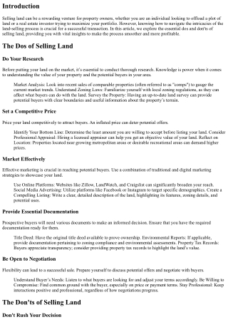 The Dos and Don'ts of Selling Land