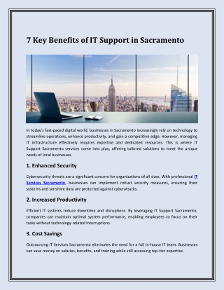 7 Key Benefits of IT Support in Sacramento
