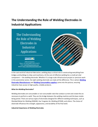 The Understanding the Role of Welding Electrodes in Industrial Applications