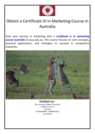 Obtain a Certificate IV in Marketing Course in Australia