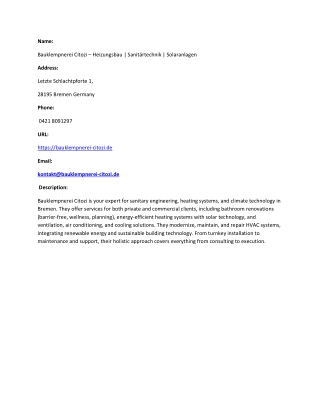 Bauklempnerei Citozi – Heizungsbau  Sanitärtechnik  Solaranlagen