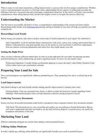 Key Considerations When Selling Land Privately