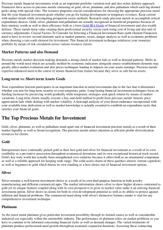 Which noble metal is the top choice to put money into?
