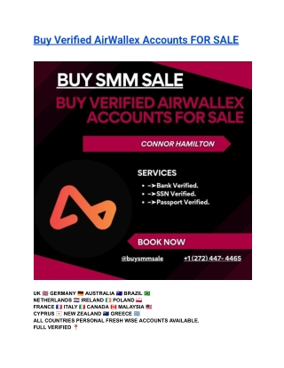 Buy Verified AirWallex Accounts FOR SALE