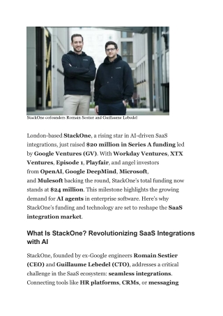 StackOne Secures 20M for AI-Driven SaaS Integrations A Game-Changer