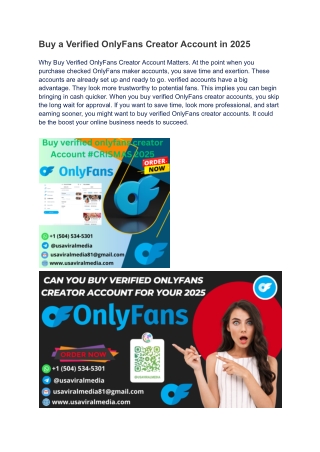 Buy a Verified OnlyFans Creator Account in 2025