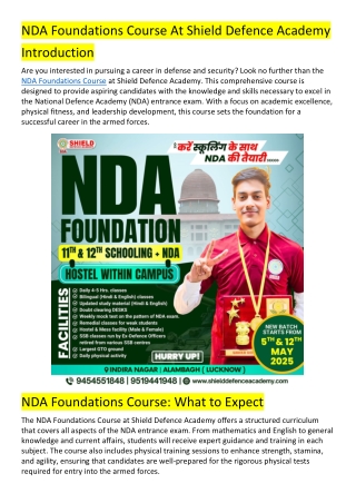 Enroll NDA Foundations Institute In Lucknow, India