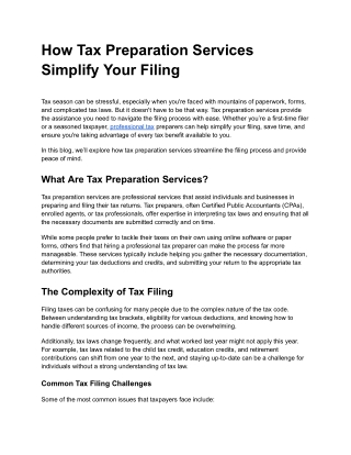 9  How Tax Preparation Services Simplify Your Filing