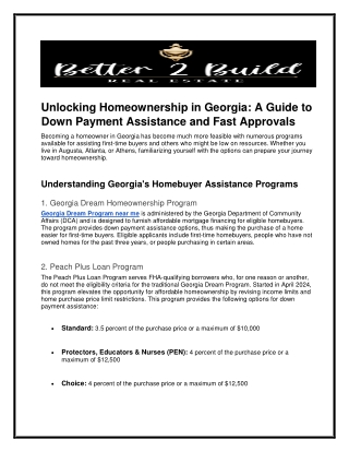 Georgia Dream Program, Maco,n GA: Your Route to Ownership- Most Affordable