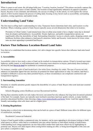 The Impact of Location on Selling Land