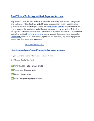 Best 7 Place To Buying, Verified Payoneer Account