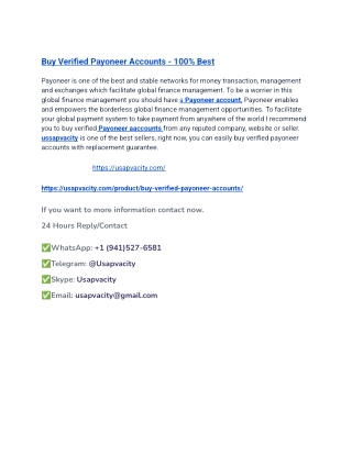 -Buy Verified Payoneer Accounts - 100% Best