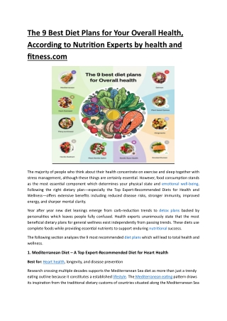 The 9 Best Diet Plans for Your Overall Health