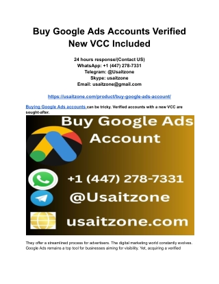 Buy Google Ads Accounts Verified New VCC Included
