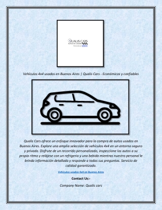 Vehículos 4x4 usados ​​en Buenos Aires  Qualis Cars - Económicos y confiables