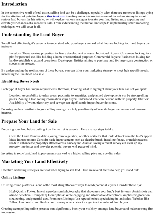 How to Stand Out to Potential Land Buyers