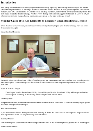 Murder Cases 101: Key Elements to Consider When Building a Defense