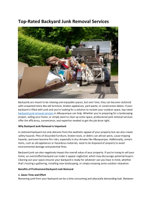 Top-Rated Backyard Junk Removal Services